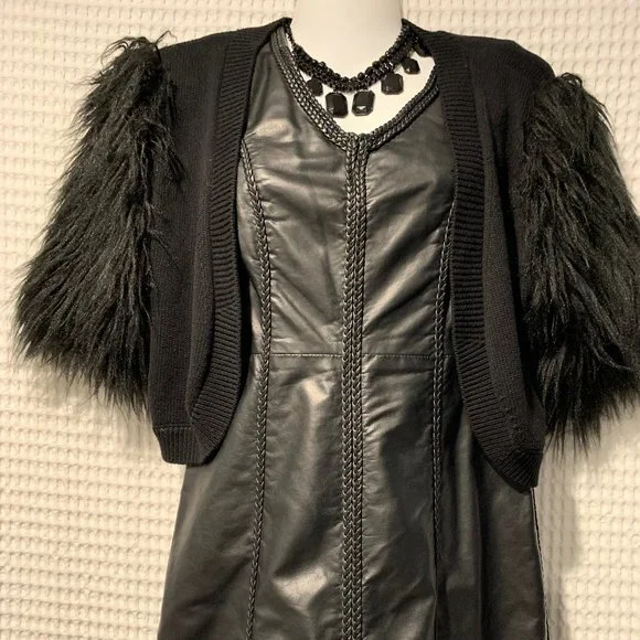 NEW Max Studio Black Faux Leather Dress